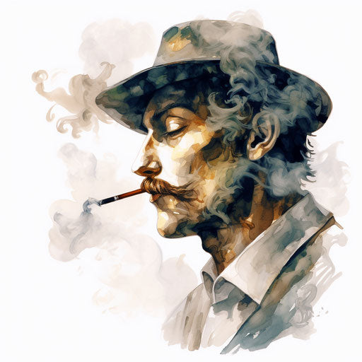 Smoking illustration in the style of an oil painting