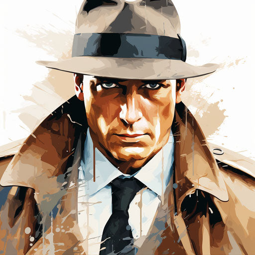 Spy artwork in Oil painting style on white background