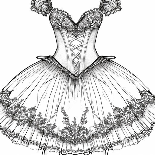 Ballerina's tutu with detailed lace and flowing fabric