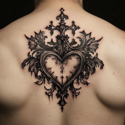 Mom heart tattoo with gothic elements