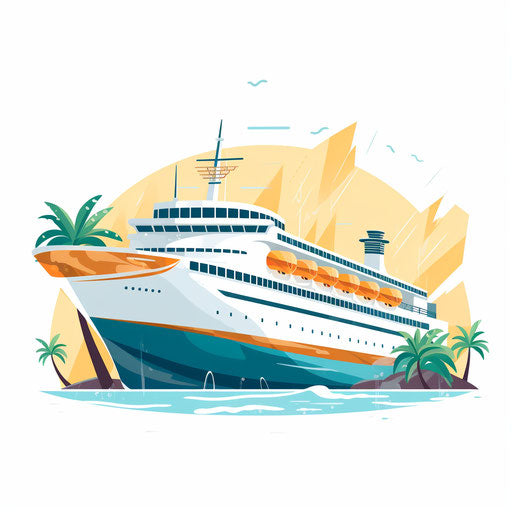 Cruise clipart in Minimalist style, on white background