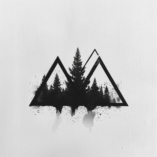 Minimalist triangle tattoo on white background