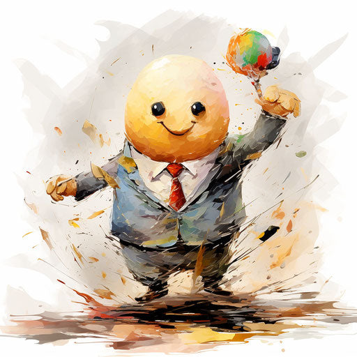Impressionistic Art representation of Humpty Dumpty on white background