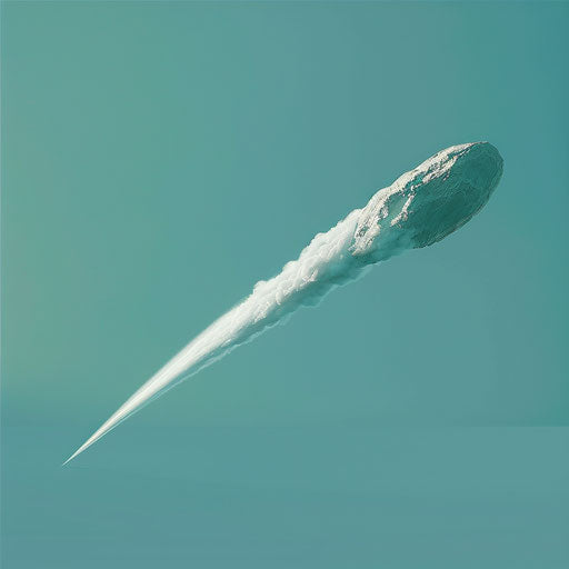 Realistic comet clipart with serene aqua background