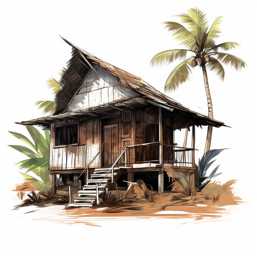 House clipart in the style of Chiaroscuro Art, on white background