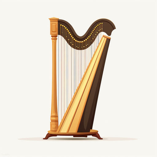 Minimalist style harp clipart on white background
