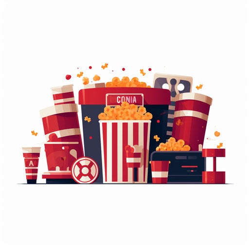 Minimalist cinema clipart on white background