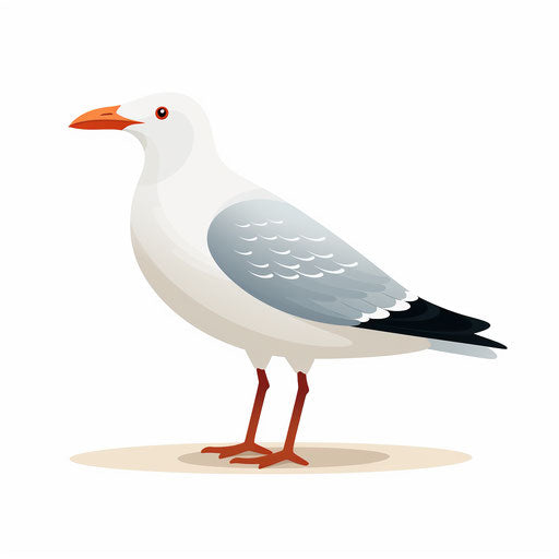 seagull illustration in the Minimalist style, on white background