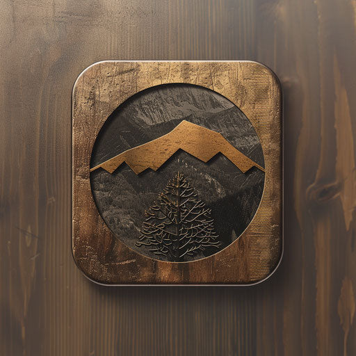 Handcrafted app logo with earthy tones and natural texture