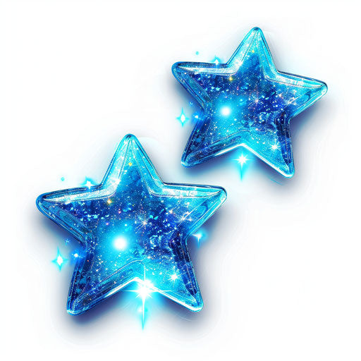 Three blue stars on white background, sparklecore style