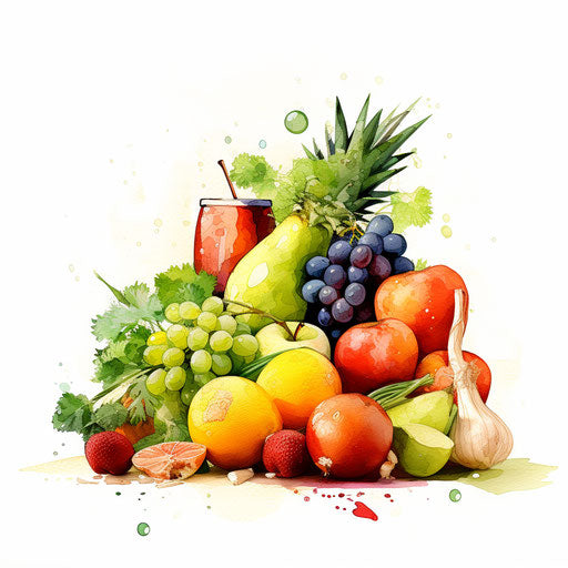 Nutrition clipart in the style of Impressionistic Art on white background