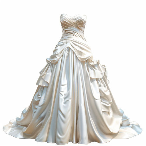 Photo-realistic wedding dress clipart on flat white background