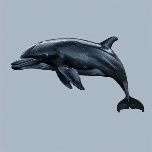 Realistic sea animals clipart on slate grey backdrop