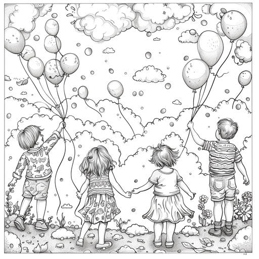 Children releasing balloons into the sky