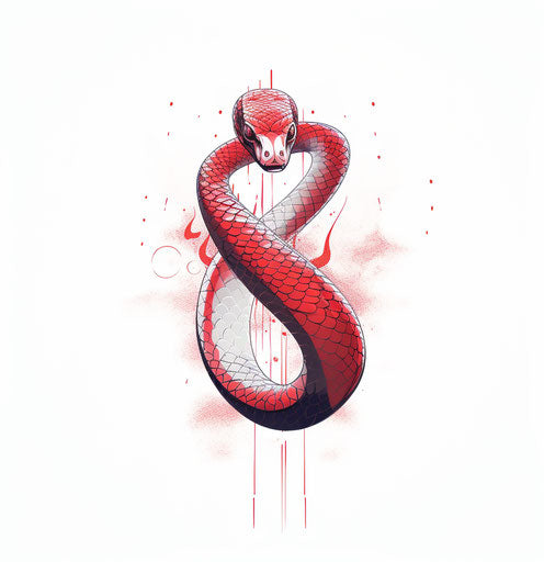 Minimalist geometric snake on white background