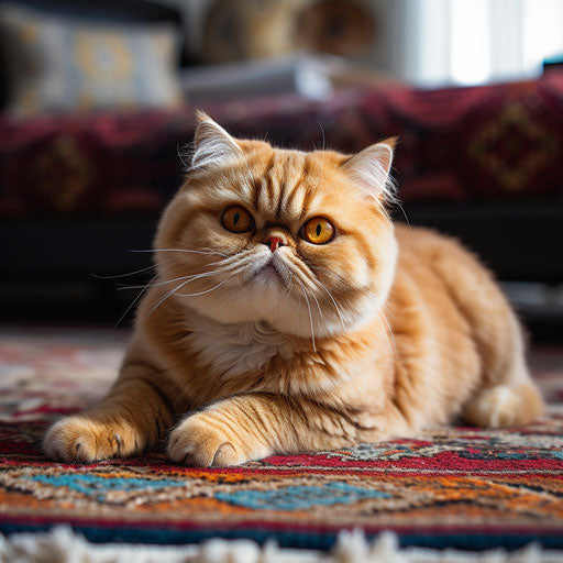 Exotic shorthair cat on carpet