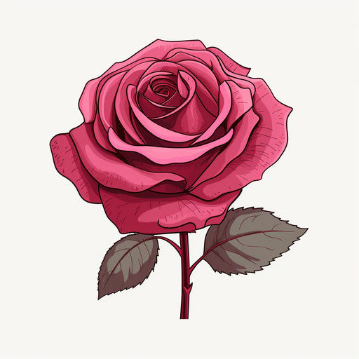 Rose illustration in Minimalist style, on white background