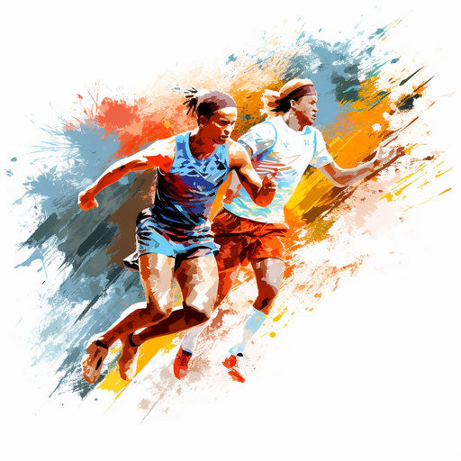 Impressionistic style track and field illustration on white