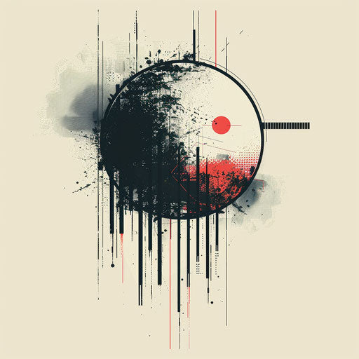 Modern flat sketch of a circle with digital pixel art filling