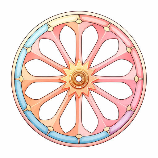 Wheel in Pastel Colors Art style on white background