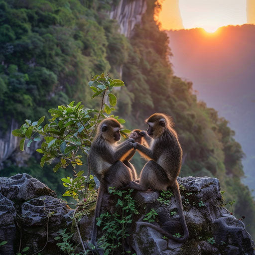Vibrant sunset over the lush greenery of Yunnan