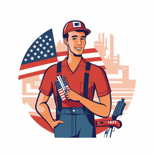 Labor day clipart in the Minimalist style, on a white background