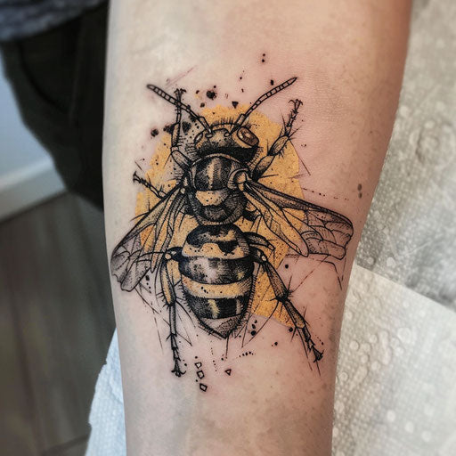 Impressionistic tattoo sketch of a wasp