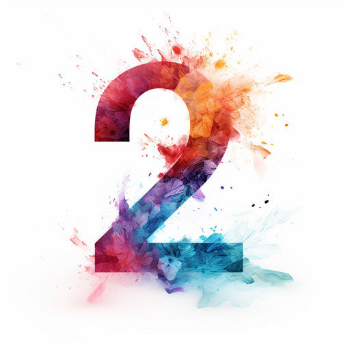 Number 2 clipart in the style of Impressionistic Art, on a white background