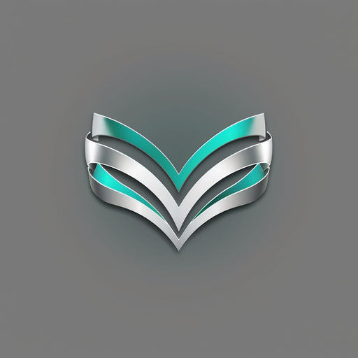 Modern logo in silver and teal on sleek gray backdrop