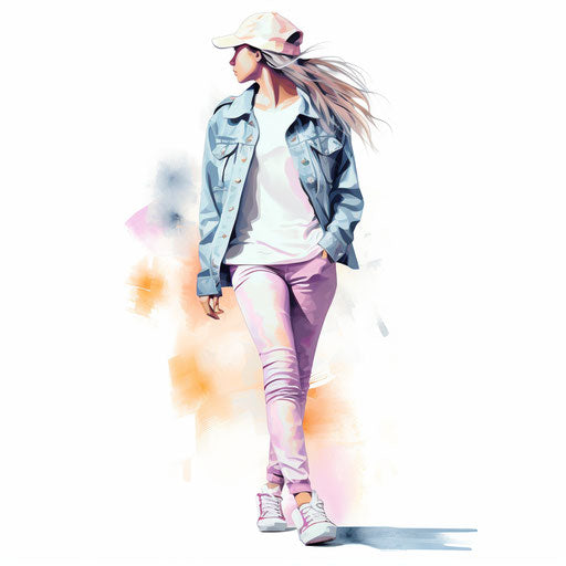 Walking clipart in the style of Pastel Colors Art, on white background