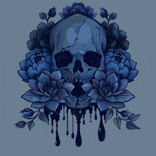 Sketch of dark arts tattoo with midnight blue shades