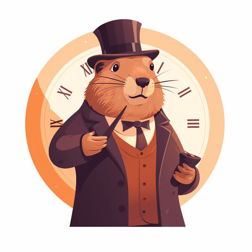 Groundhog day illustration in Minimalist style, on white background