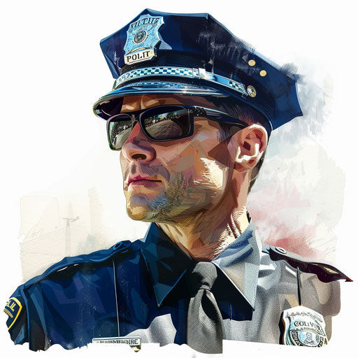 Realistic cop clipart on flat white background