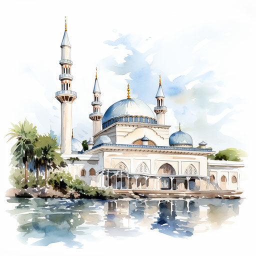 Mosque clipart in the style of Oil painting, on a white background