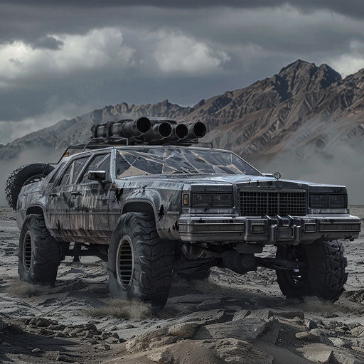 Armored Cadillac modified for post-apocalyptic world