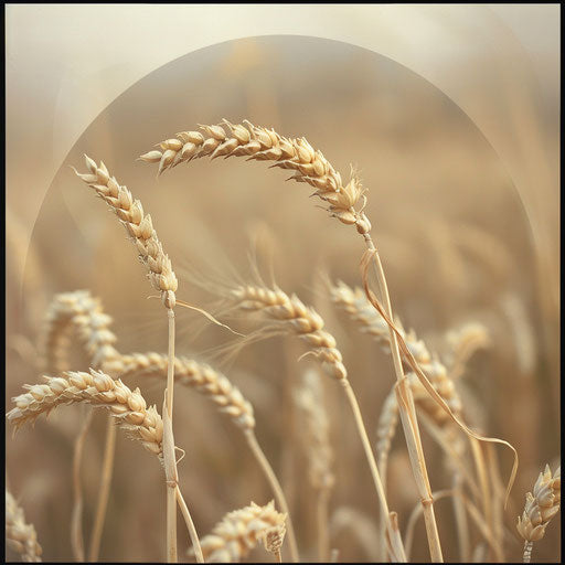 Photo-realistic wheat clipart with flat random background