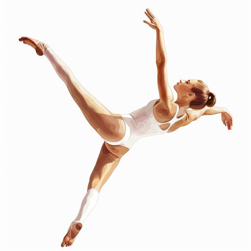 Gymnastics art in realistic style with flat white background