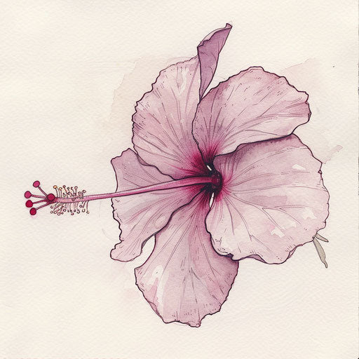 Watercolor style small hibiscus flower tattoo art