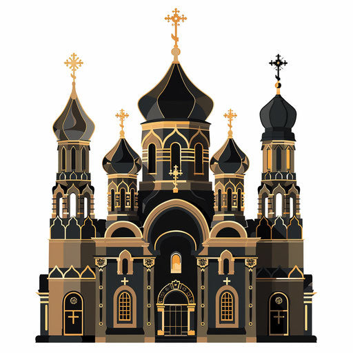 Geometric Russian cathedral in modern flat tattoo