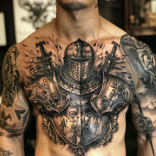 Cool tattoos for men featuring a knight in armor