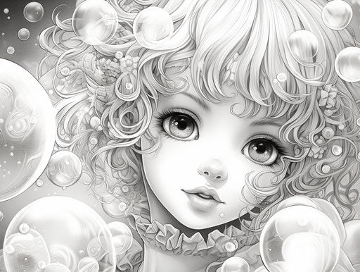 Blowing bubbles on a girl coloring pages