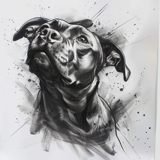 Beloved pet portrait in black and gray