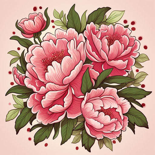 Peony tattoo design with peonies and leaves