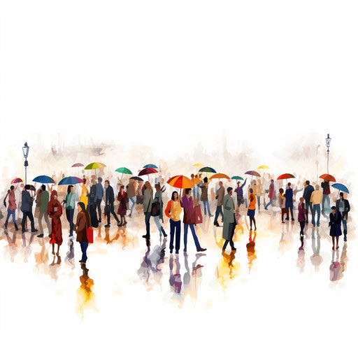 Crowd clipart in the style of Impressionistic Art