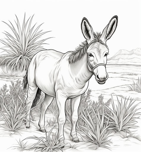 Donkey coloring pages, detailed and captivating