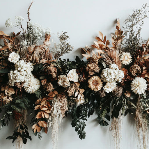 Artistic arrangement of dried flowers and greenery for a modern holiday
