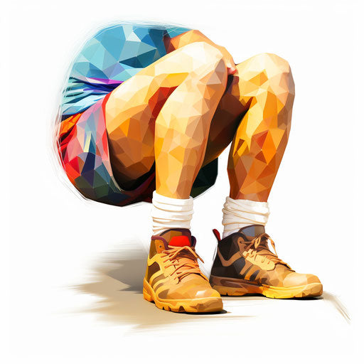 Knee drawing in the style of an oil painting, on white background