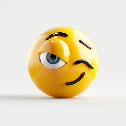 The cute yellow smiley face winking with one eye, clip art white background