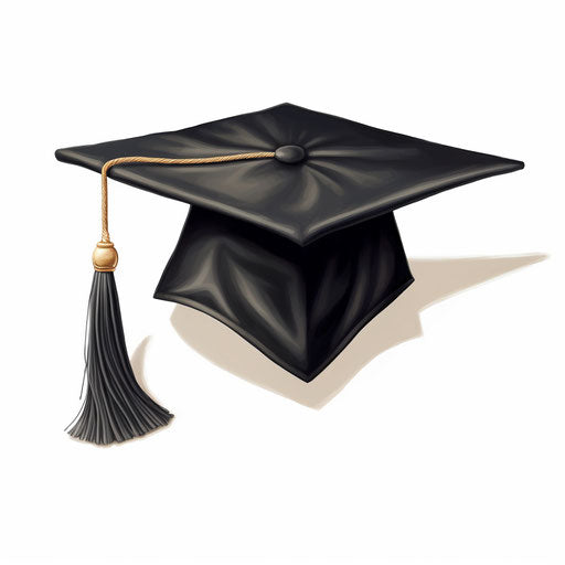 Grad cap clipart in the style of Chiaroscuro Art, on a white background