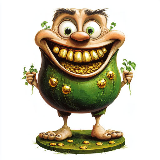 Versatile Pot Of Gold Caricature Clipart Art Kit for Designers